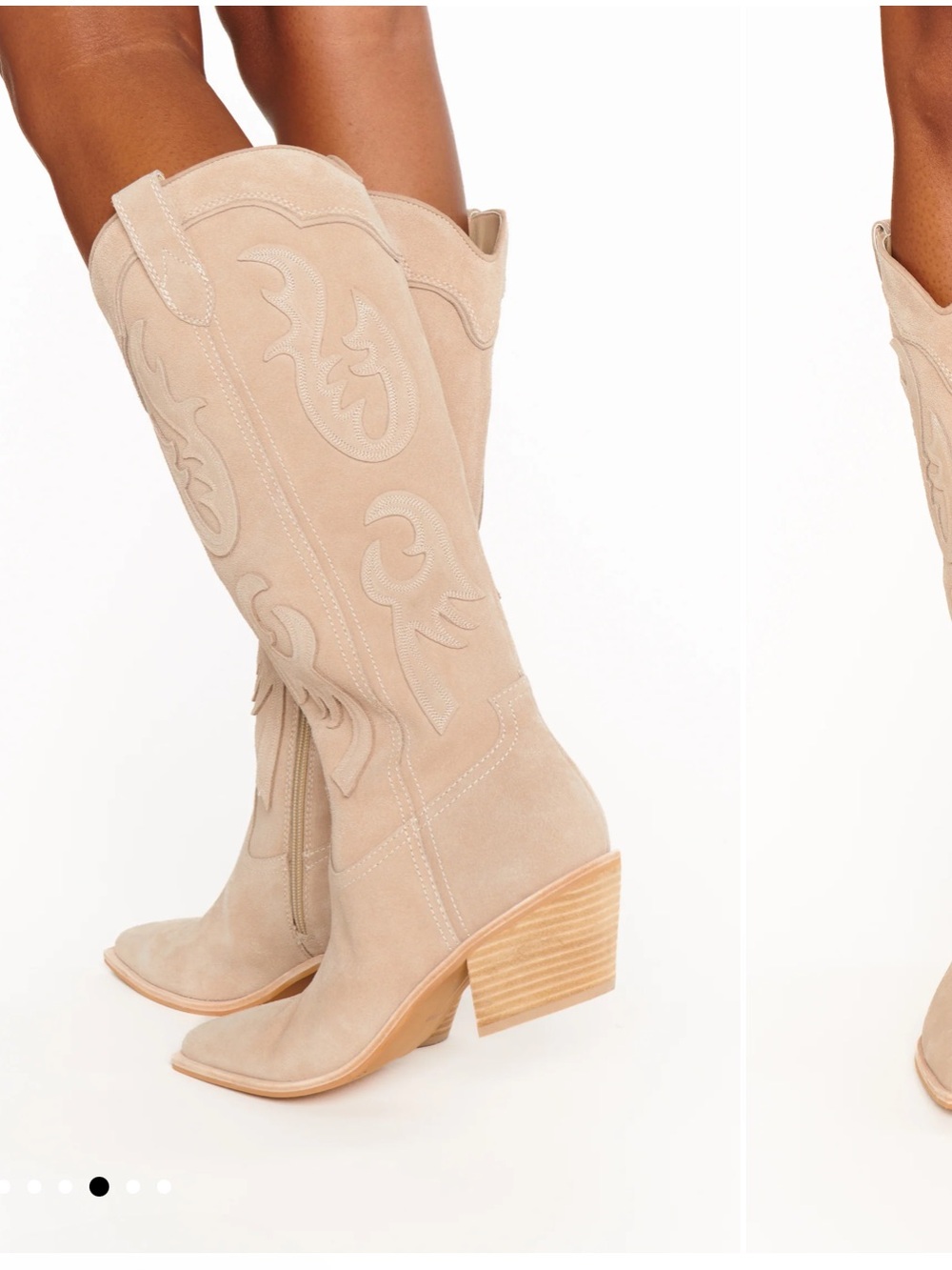 Dolce Vita Samsin Suede Knee-High Cowboy Boots in taupe